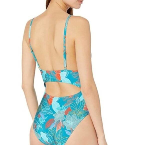 NWT Kenneth Cole Tropical Floral Tummy Toner One Piece Swimsuit Size Medium - Picture 3 of 10